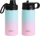DRINCO Stainless Steel Water Bottle Spout Lid Vacuum Insulated Double Wall Water Bottle Wide Mouth (40oz 32oz 22oz 18oz 14oz) Leak Proof Keeps Cold or Hot (14 oz, 14oz Macaron) by CozyNest Decor