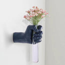 Blue Wall Sculpture,Wall Art Bedoroom,Hand Vase,Funky Flower Vase Decorations,Unique Wall Statue,Home Decor Art by CozyNest Decor