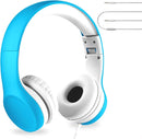 LilGadgets Connect+ Wired Kids Headphones for School with Mic, Volume Limited & Noise Reduction, On-Ear Headset with Cord, SharePort Technology for Multiple Kids & SoftTouch Padding, Blue by TinyTreasures Baby Boutique