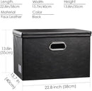 PRANDOM Extra Stackable Storage Bins with Lids [5-Pack] Leather Fabric Foldable Storage Boxes Organizer Containers Baskets Cube with Cover for Bedroom Closet Office Nursery Black (22.8x15.7x13.8) by TinyTreasures Baby Boutique
