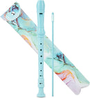 Recorder Instrument for Beginner Adults,8-Hole Soprano Descant Recorder Music Flute with with Cleaning Rod & Leather Case For Home Entertainment(2-Blue Green Splash-ink) by TinyTreasures Baby Boutique