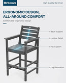 5-Piece Bar Height Outdoor Table and Chairs Set, HDPE Wood Grain Patio Bar Table and Chairs with Heart Cutout Design, Weather-Resistant Bar Height Furniture for Deck, Porch, Pool (Grey) by GreenHaven Gardens