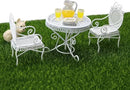 Dollhouse Miniature Bistro Table & Chairs Set Accessories Metal 1:12 Scale Miniatures White Coffee/Tea Furniture Fairy Garden Cute Rustic Elegant Decorations Ornaments (A) by GreenHaven Gardens