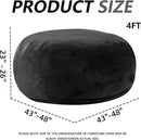 4FT Large Bean Bag Chairs,Big Adult Size Memory Foam Beanbags with Filler Included,Machine Washable Corduroy Cover,Ultra Soft Plush Gaming Bing Bag Puff Chair for Dorm, Living Room & Bedroom (Black) by CozyNest Decor