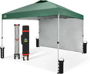 CROWN SHADES 10x10 Pop Up Canopy with 1 Side Wall - Beach Tent with One Push Setup - Outdoor Sun Shade for Events, Parties, Camping - Gazebo with STO-N-Go Cover Bag (Forest Green) by GreenHaven Gardens