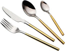 24 Piece Silverware Set For 6 Gold Handle Heavy duty 18/10 Stainless Steel Flatware Set Modern Design Knife/Fork/Spoon Mirror Polished Dishwasher Safe Cutlery Set with Gifts by CozyNest Decor