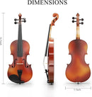 1/8 Beginner Violin Kit, Complete Violin Set with Case, Bow, Rosin, Natural Finish by TinyTreasures Baby Boutique