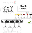 Wine Glass Rack - Under Cabinet Stemware Wine Glass Holder Glasses Storage Hanger Metal Hanging Organizer for Bar Kitchen 4 Rows Black by CozyNest Decor