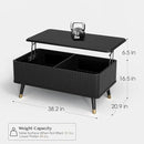 Lift Top Coffee Table with Storage Shelf & Hidden Compartment, Mid Century Modern Fluted Rectangle Dining Table for Living Room, Home Office,Black by CozyNest Decor