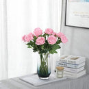 Pink Fake Roses Artificial Flowers - 10 Pcs Fake Artificial Roses Silk Flowers with Stems for Home Wedding Hotel Office Centerpiece Decor by CozyNest Decor