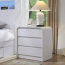 25" Tall Modern Nightstand with Charging Station, 23.6'' Wide Wood Bedside Table w/3 Storage Drawers, Small Dresser w/Curved Profile Design, End Table for Bedroom, White by CozyNest Decor