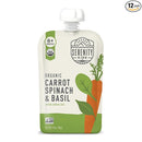 Serenity Kids 6+ Months Veggie Puree Baby Food Pouches - Carrot, Spinach & Basil - USDA Organic Baby Food & Allergen Free - No Added Sugar & BPA Free - 3.5 Oz, 12 Pack by TinyTreasures Baby Boutique