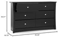 Storkcraft Crescent 6 Drawer Bedroom Dresser (Black) – GREENGUARD Gold Certified, Nursery Dresser for Kids Bedroom by TinyTreasures Baby Boutique