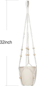 Macrame Plant Hanger Indoor Hanging with Wood Beads Macrame Planters No Tassel for Indoor Outdoor Boho Home Decor 35 Inch (Ivory,2pcs) by GreenHaven Gardens
