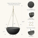 LA JOLIE MUSE Hanging Planters for Indoor Plants, Medium Hanging Planters with Drain Holes, Outdoor Hanging Flower Pots, Matte Black, Honeycomb (10 Inch, Set of 2) by CozyNest Decor