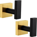 Angle Simple Bathroom Towel Hook 2 Pack, SUS 304 Stainless Steel Bath Robe Coat Holder Wall Mounted, Black & Gold by CozyNest Decor
