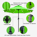 Sunnyglade 9' Solar LED Lighted Patio Umbrella with 8 Ribs/Tilt Adjustment and Crank Lift System (Grass Green) by GreenHaven Gardens