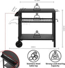 Dining Cart Table with Three Shelf, Movable Outdoor BBQ Grill Pizza Oven Stand with Three Hooks, Kitchen Cart Island Multifunctional Food Prep Table for Inside and Outside (Black) by CozyNest Decor
