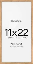 Homeforia 11x22 Newspaper Frame Wooden, High End Natural Oak 11 x 22 Picture Frame Light Wood without Mat, 22x11 Poster Frames for Wall, 11by22 Display Photo Frames, Tempered Glass, Wall Kit, Set of 1 by CozyNest Decor