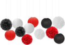 Red-Black White Party-Decorations Paper Flowers Lanterns - 15PCS Halloween Birthday Tissue Pom Poms Streamers,Wedding Baby Bridal Shower Hanging Supplies Decor Hugfond by CozyNest Decor