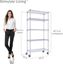 30"x14"x60" PRIME HEAVY DUTY Chrome 5-Tier Wire Shelving 1,750 LBS MAX Capacity Storage Rack for Commercial, School, Home, Garage, Warehouse, Industrial, and Hospital Uses (with Wheels) by CozyNest Decor