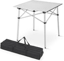 Athena Collection Foldable Camping Table, 28" Small Aluminum Outdoor Folding Camp Table with Roll Up Tabletop and Carry Bag, Lightweight and Portable for Outdoor Camping Picnic Grilling, Silver by GreenHaven Gardens