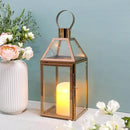 JHY Design Rose Gold Decorative Lanterns 16 inch High Stainless Steel Candle Lanterns with Tempered Glass for Indoor Outdoor Events Parities and Weddings by CozyNest Decor