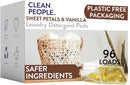 The Clean People Laundry Detergent Pods - Hypoallergenic Laundry Pods - Ultra Concentrated, Recyclable Packaging, Stain Fighting - Sweet Petals, 96 Pack by TinyTreasures Baby Boutique