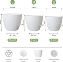 10/9/8 inch Self Watering Pots, Set of 3 Plastic Planters with Mesh Drainage Holes and Deep Reservoir for Indoor Outdoor Garden Plants and Flowers, White