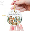 Unifury Personalized Baby First Christmas Ornament 2024, Adorable Keepsake for Babies First Christmas Tree, Holiday Decor for Celebrating Ceramic Babys 1st Christmas Ornament 2024, Woodland Animal by TinyTreasures Baby Boutique