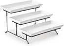 MALACASA 3 Tier Serving Tray, Porcelain Tiered Cupcake Stand, Ceramic Elevated Serving Platter with Collapsible Sturdier Rack,Series PLAT (White, 14 Inch) by CozyNest Decor