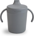 mushie Trainer Sippy Cup | Made in Denmark | Leak Resistant Twist-Off Lid & Handles | 6 Months + (Smoke) by TinyTreasures Baby Boutique
