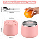 14oz Insulated Vacuum Food Jar with Buckle Lid,Soup Thermo for Hot Food Kids,Wide Mouth Leakproof Stainless Steel Lunch Container with Spoon-Pink by TinyTreasures Baby Boutique