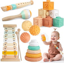 Baby Toys 6-12 Months Montessori Toys for Babies 9 Months,Wooden Musical Instruments Toy Stacking Building Blocks,Infant Teething Toys Sensory Balls,Xylophone,Birthday Gift for Toddlers 1+ Year Old by TinyTreasures Baby Boutique