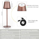 Maksone 2 Pack LED Cordless Table Lamp, 6600mWh Rechargeable Battery Desk Lamp, 3000K Stepless Dimming Night Light, IP54 Waterproof Metal Outdoor Portable Lamp for Camping, Restaurant(Brown) by CozyNest Decor