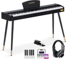 AODSK Beginner Digital Piano 88 Key Keyboard,Full-size Electric Piano for Beginners,with Sheet Music Stand,Pedal,Power Adapter,Headphone Mode,USB-MIDI,Piano Lessons,Black,-Comes with headphones by TinyTreasures Baby Boutique