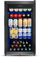 Tylza 130 Can Beverage Refrigerator Cooler, 3.22 Cu.Ft Beverage Cooler with Low-E Glass Door, Safety Lock, Beverage Fridge for Soda, Beer, Wine, Mini Fridge for Home, Office, Bar, Bedroom, Black by CozyNest Decor
