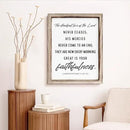 Christian Wooden Wall Signs, Living Room Decor, Home Church Decor for Room, Framed Wall Plaque Sign 15 * 11.5 inches, The Steadfast Love of the Lord Never Ceases Sign by CozyNest Decor