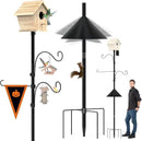 Bird Feeder Pole 118 Inch, Hummingbird House Mount Kit With Squirrel Proof Baffle, Double Shepherds Hooks for Outdoor, Yard, Garden Decor, Black (House Not Included) by GreenHaven Gardens