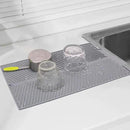 Silicone Dish Drying Mat for Kitchen Counter, 15''x 10'' Drying Mat with Drain Lip, Non-Slip Dish Drainer Mats with Built-in Drain, Heat Resistant Drain Pad on Countertop, Gray by CozyNest Decor