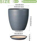 12 Inch Pots for Plants Ceramic Planter Pot Large Flower Pot with Drainage Hole and Saucer for Home Patio Garden Office Indoor Outdoor Gray by GreenHaven Gardens