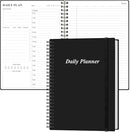 Daily Planner Undated - B5 To Do List Notebook Hourly Schedules, Spiral Appointment Planner for Women and Men, PVC Hardcover, Inner Pocket, Elastic Closure, 7" x 10", Black by TinyTreasures Baby Boutique