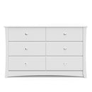 Storkcraft Crescent 6 Drawer Double Dresser (White) – GREENGUARD Gold Certified, Nursery Dresser for Kids Bedroom by TinyTreasures Baby Boutique