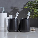 Matte Black Toothbrush Holders for Bathroom - 2Pcs Ceramic Tooth Brushing Holder Set, Toothpaste Holder, Reusable Toothbrush Mouthwash Cups, Space-Saving Design for Bathroom Countertop by CozyNest Decor