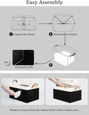 StorageWorks Storage Bins, Fabric Storage Bins for Shelves, Large Storage Baskets with Metal Frame, Closet Baskets and Bins with Handles, Black and White, 2-Pack by TinyTreasures Baby Boutique