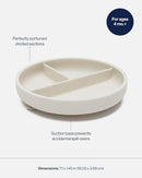 Lalo Suction Plates - 2 Pack, 100% Silicone Non-Toxic BPA-Free Baby Plates with Suction Base To Prevent Accidental Tip-Overs - Suction Plates for Toddlers With Three Divided Sections - Oatmeal by TinyTreasures Baby Boutique