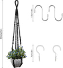 RIFNY Macrame Plant Hanger for 5 to 10 Inch Plant Pots, 35 Inch Indoor Handmade Woven Rope Hanger Kits with Hooks and Wood Beads, Hanging Planter Basket Holder for Boho Home Decor (Black, 3 Pack) by GreenHaven Gardens