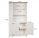 5 Tier Bookshelf 70in Tall Bookcase with Barn Doors and Storage Cabinet, White Farmhouse Book Shelf with Adjustable Shelves, Wood Freestanding Display Bookshelves for Bedroom, Living Room by CozyNest Decor