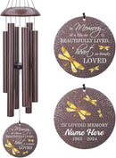 Sympathy Wind Chimes, Personalized Dragonfly Wind Chimes for Loss of Loved One, Commemorative Sympathy Gifts for Funeral, in Memory of Dad/Mom/Husband/Wife (36inch) by CozyNest Decor