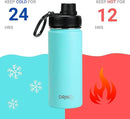 DRINCO Stainless Steel Water Bottle Spout Lid Vacuum Insulated Double Wall Water Bottle Wide Mouth (40oz 32oz 22oz 18oz 14oz) Leak Proof Keeps Cold or Hot (18 oz, 18oz Teal) by CozyNest Decor